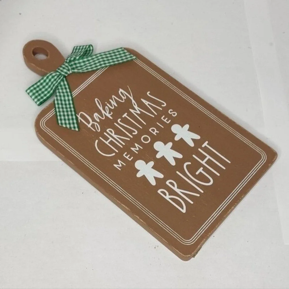 Baking Christmas Memories Bright Wood Cutting Board Christmas‎ Gingerbread Decor